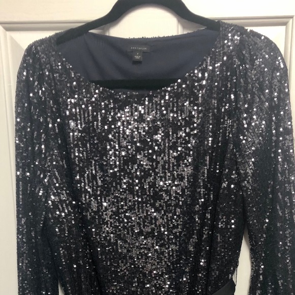 Ann Taylor Black Sequin Dress Medium - Picture 3 of 7